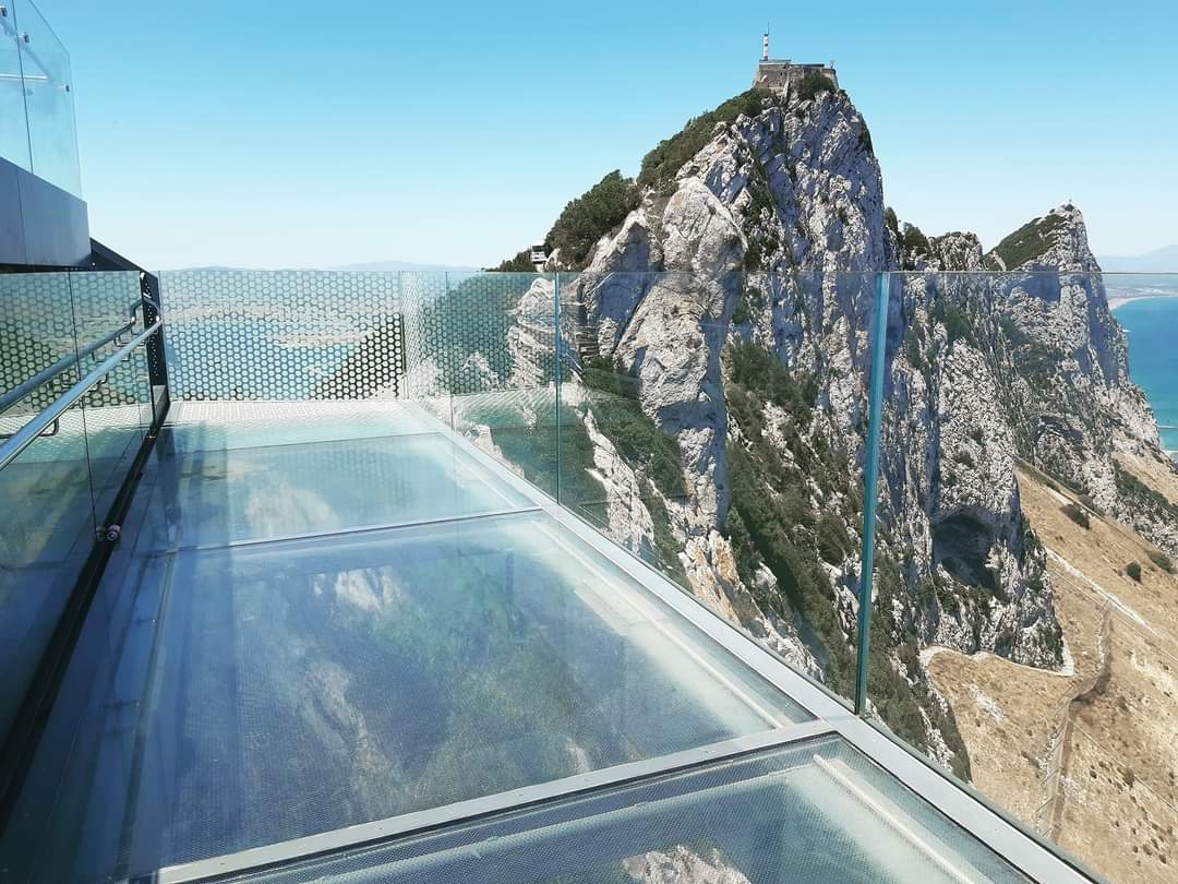 Gibraltar Skywalk glass platform with Mediterranean Sea views