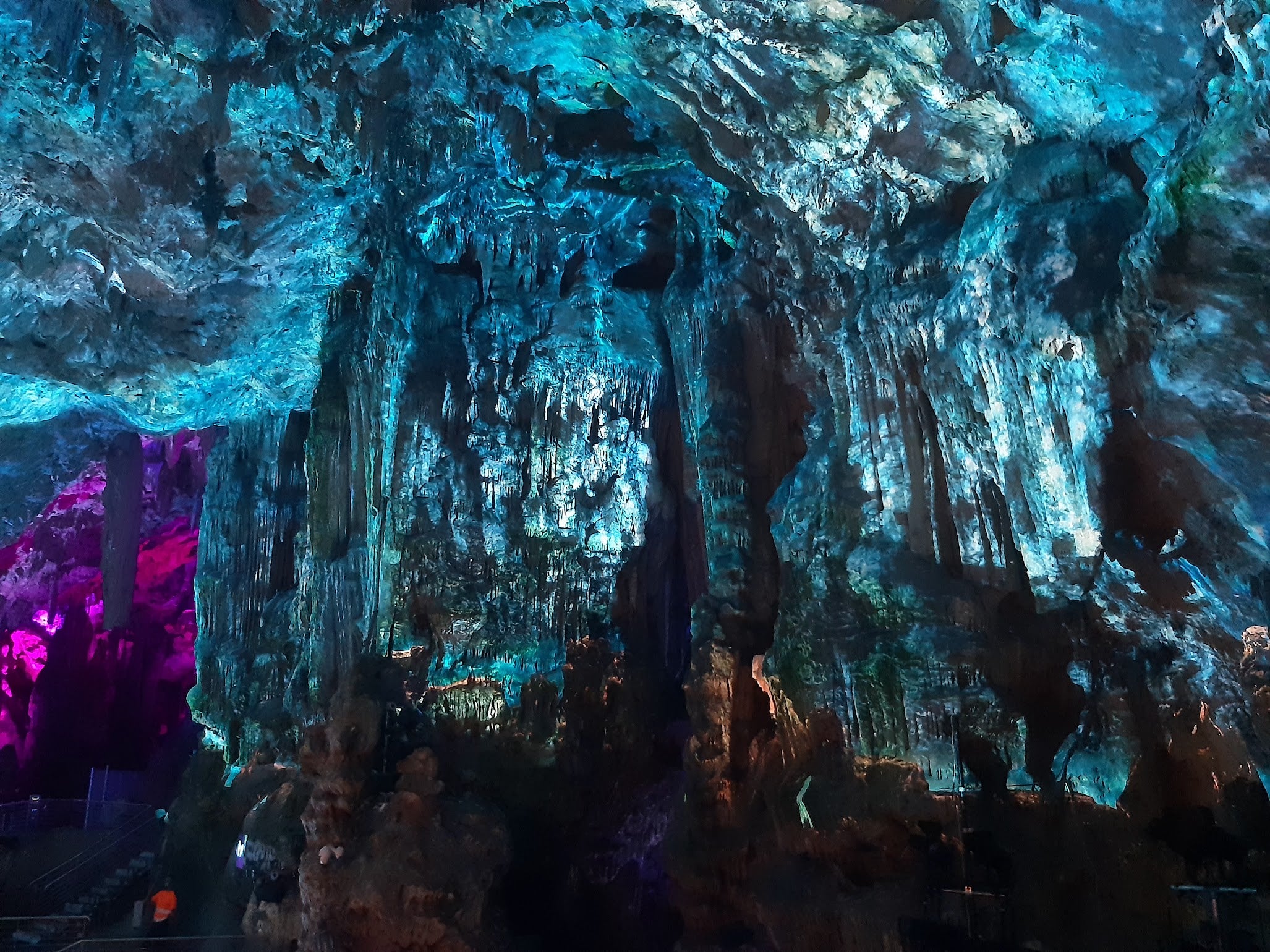 St Michael's Cave illuminated stalactites and stalagmites Gibraltar